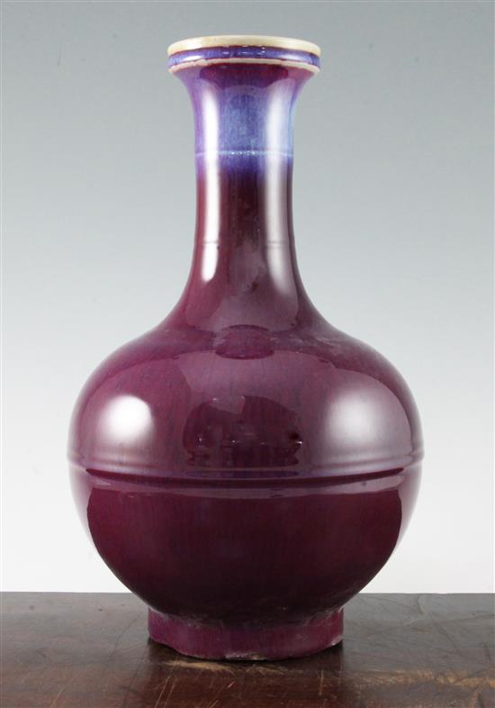 A Chinese flambe glazed bottle vase, 37cm